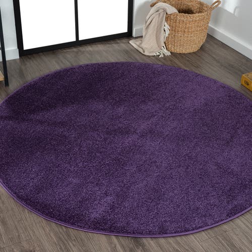 Jonathan Y Haze Solid Low-pile Round Area Rug In Lavender/purple