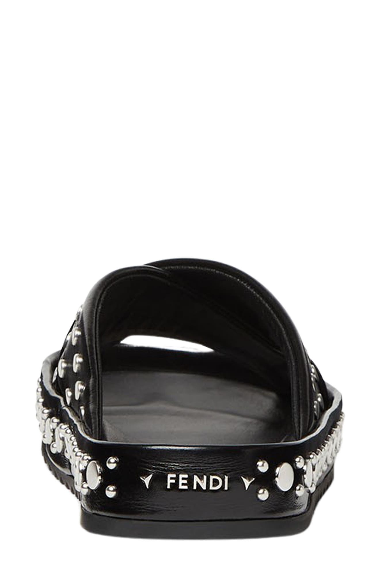 Leather Studded Slide Sandal, Alternate, color, F05U0 NERO PALLADIO