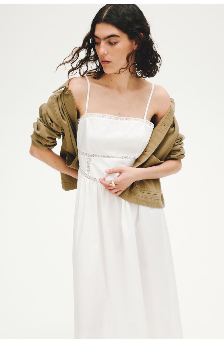 H&M Tie-strap Cotton Dress, Alternate, color, White