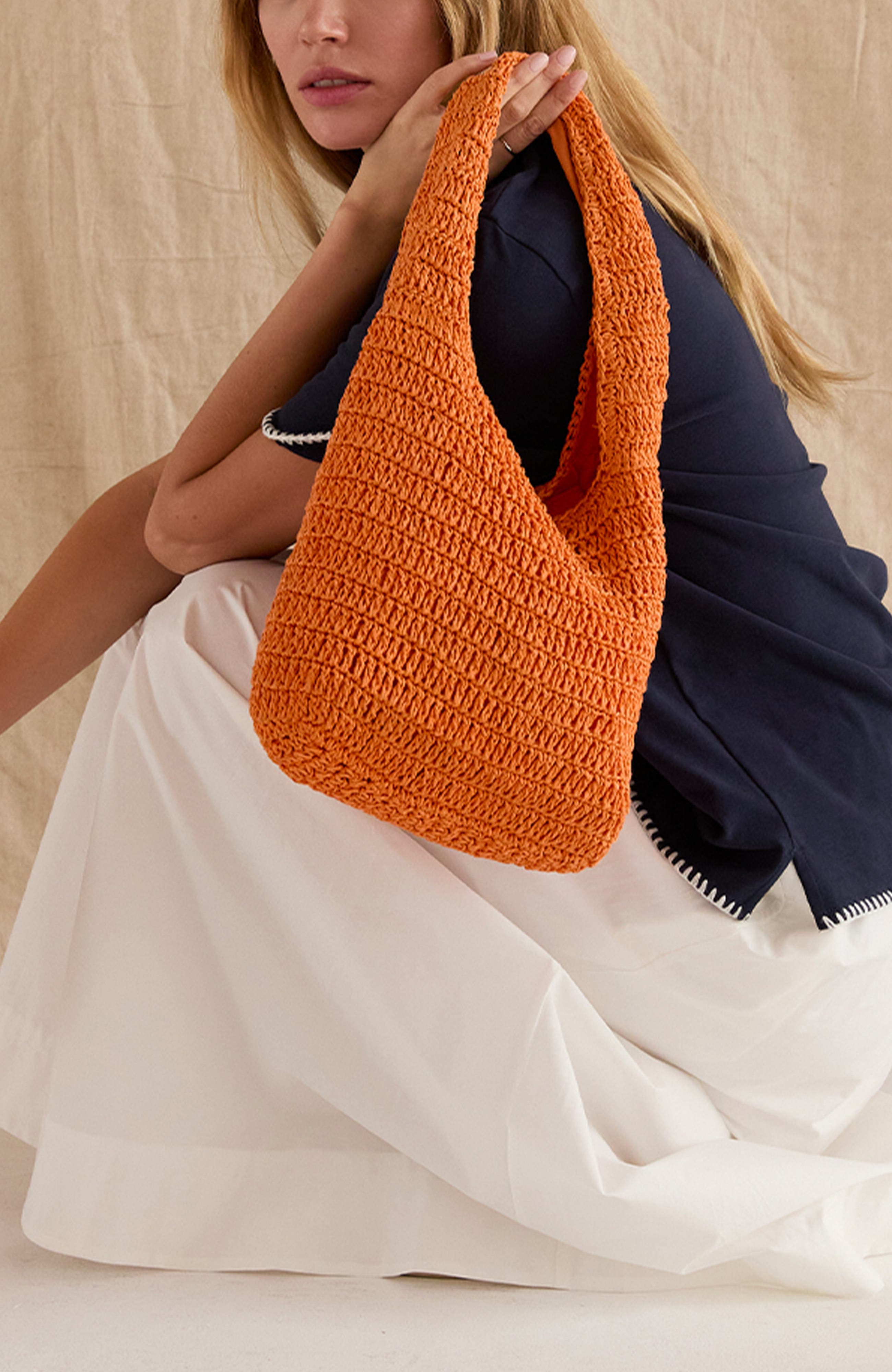 CRESCENT Solid Weave Bag, Alternate, color, Orange