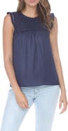 RAIN AND ROSE Lacey Knit Yoke Mixed Media Tank