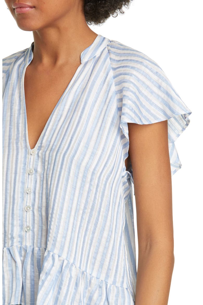 Maple Flutter Sleeve Stripe Top, Alternate, color, BLUE WHITE