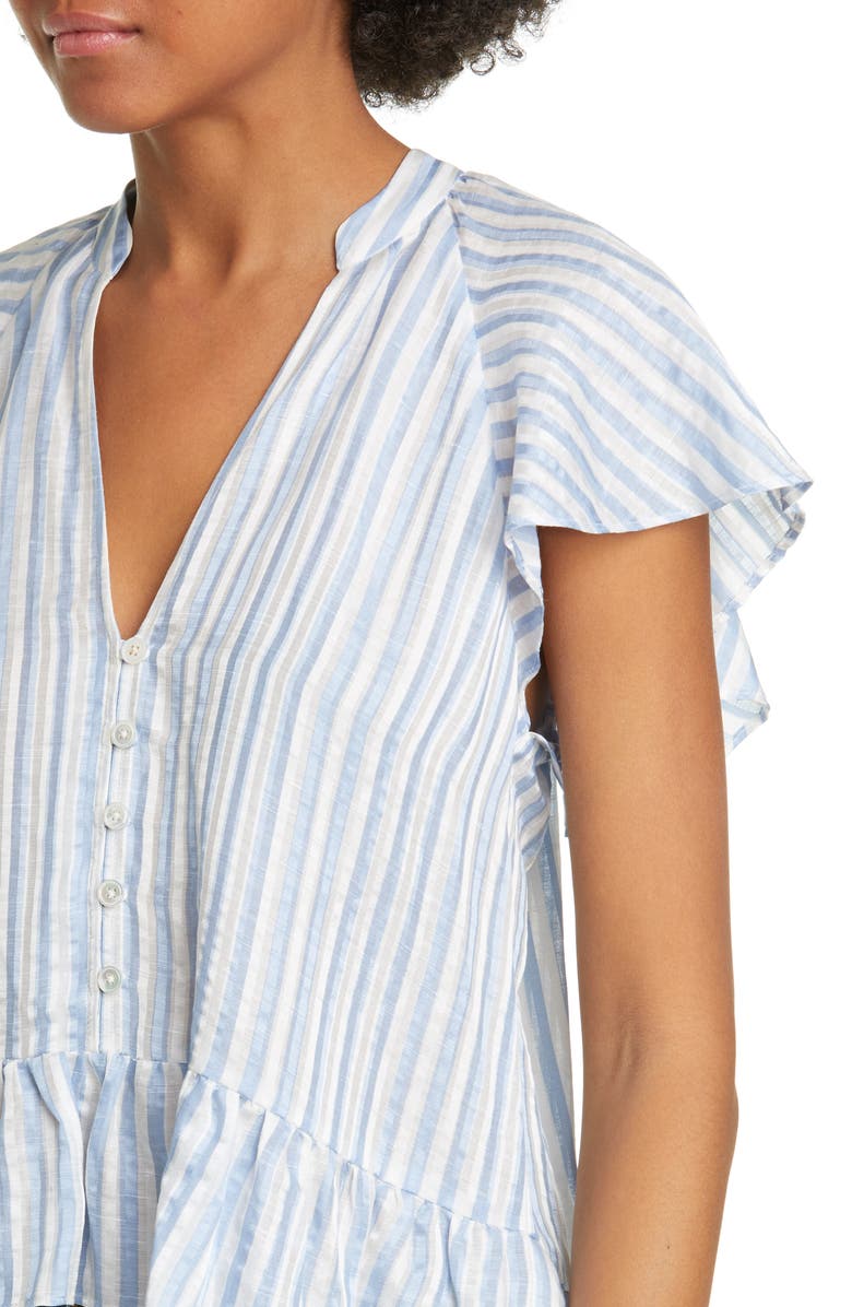 Veronica Beard Maple Flutter Sleeve Stripe Top, Alternate, color,