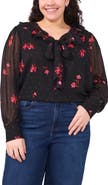 CeCe Floral Metallic Fleck Top