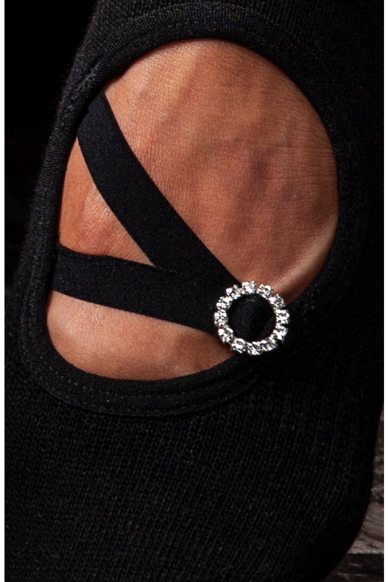 Rhinestone Buckle No-Slip Socks, Alternate, color, BLACK