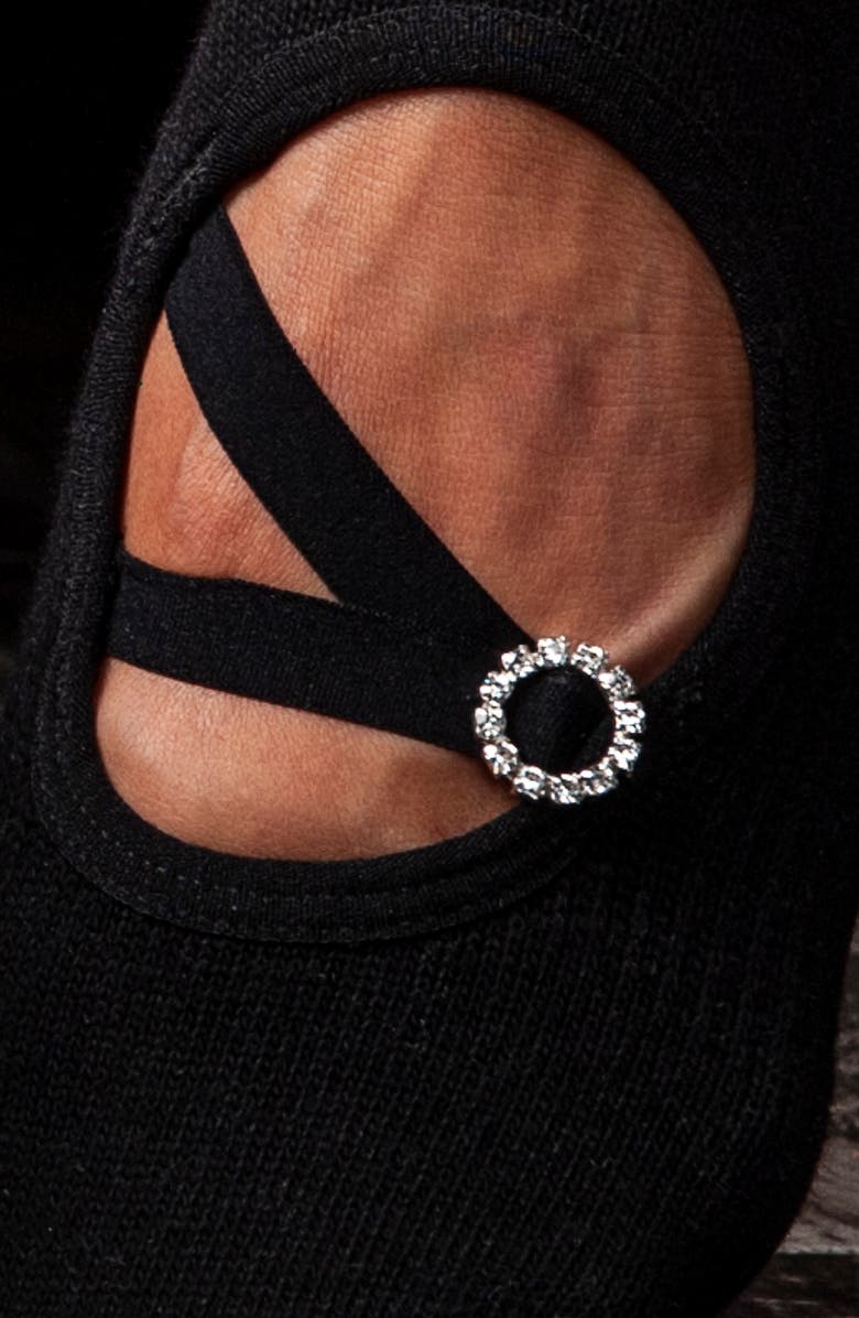 Arebesk Rhinestone Buckle No-Slip Socks, Alternate, color, Black