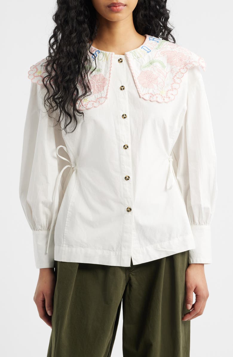 Damson Madder Valentina Collared Top, Main, color, White