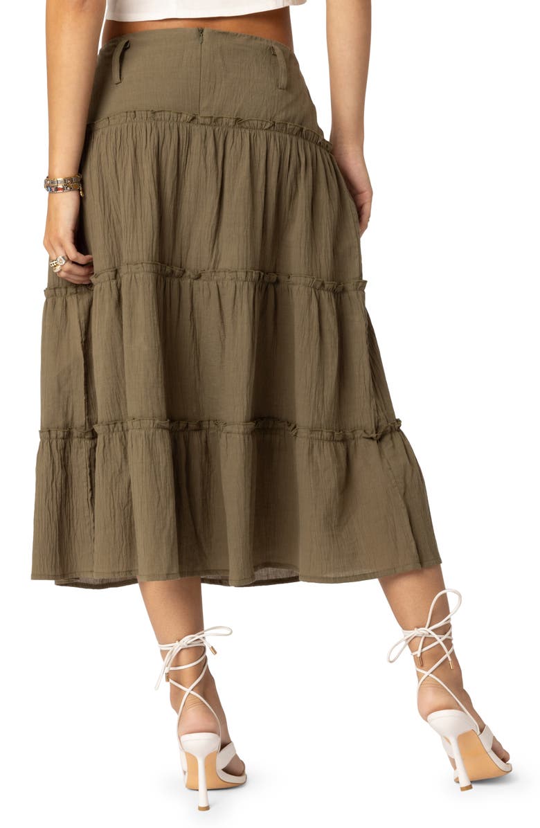 EDIKTED Melinda Tiered Cotton Midi Skirt, Alternate, color,