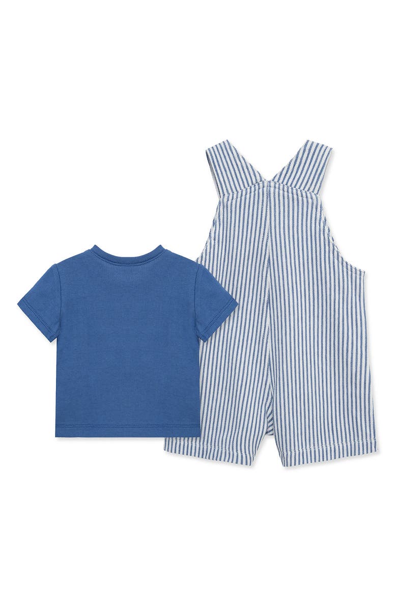 Little Me Baseball T-Shirt & Shortalls Set, Alternate, color, Blue Stripe