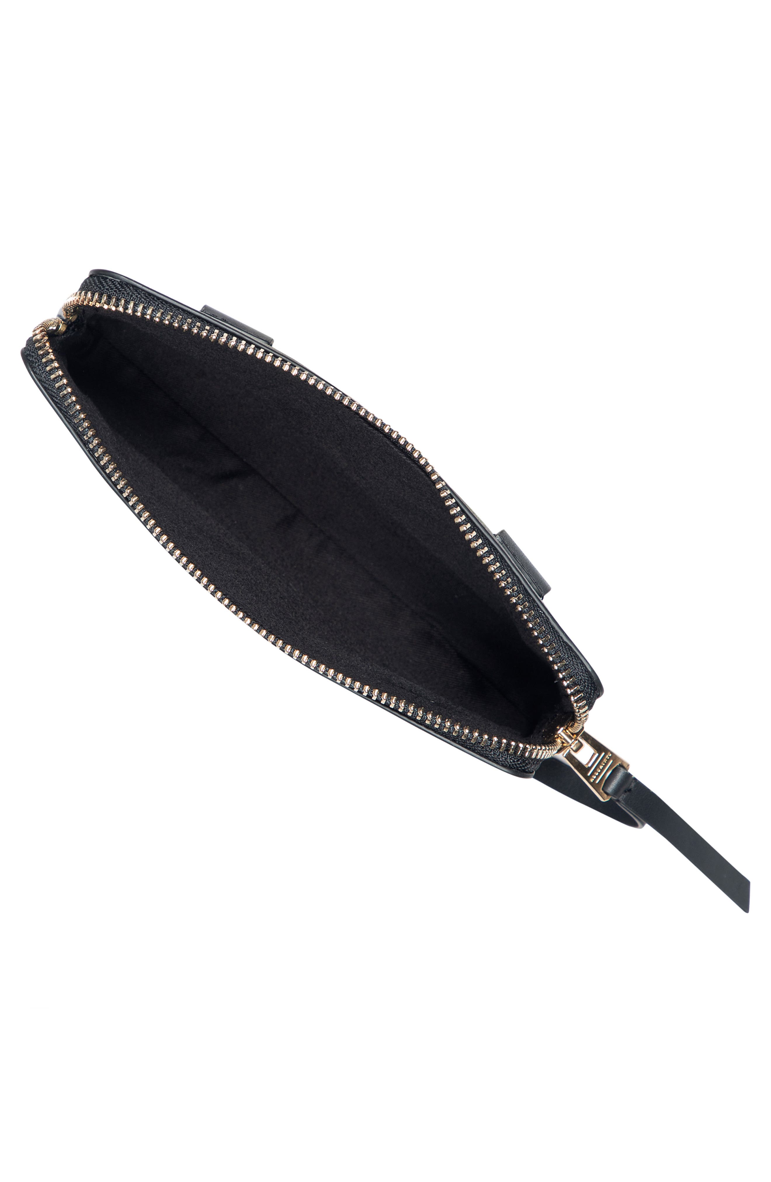 Leather Zip Belt Bag, Alternate, color, BLACK / WARM BRASS