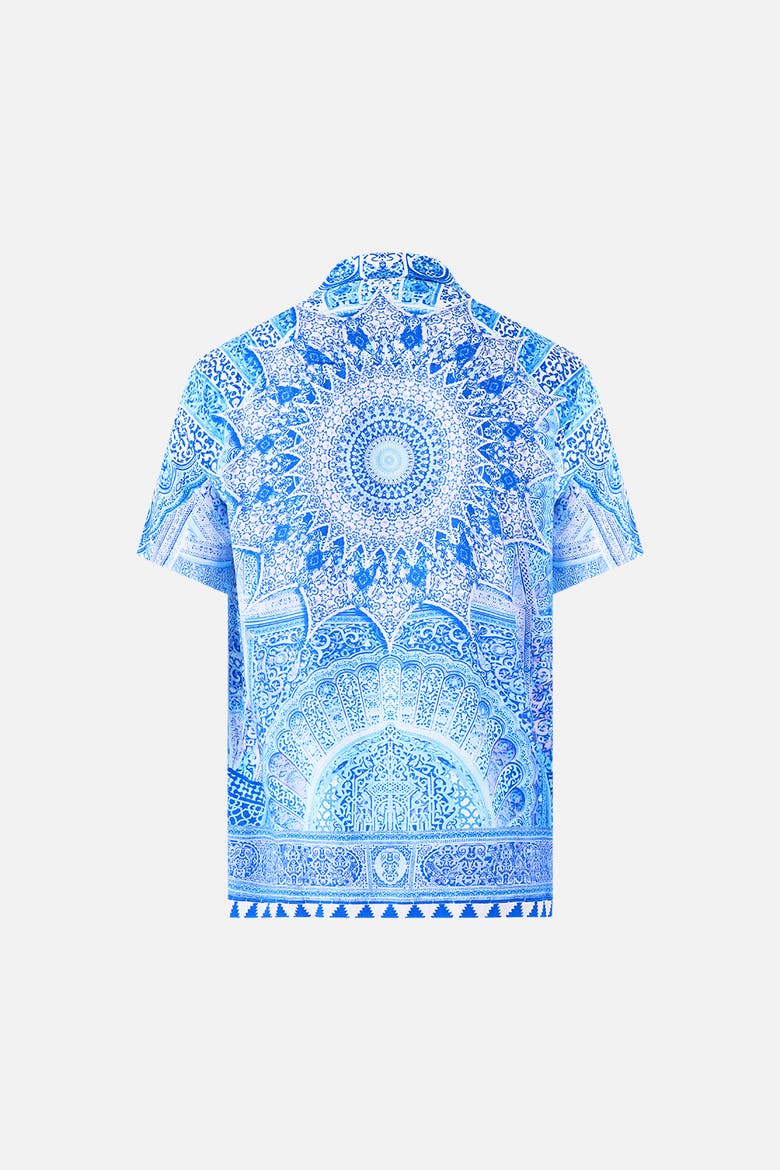 Short Sleeve Camp Collared Shirt, Alternate, color, The Bosphorous