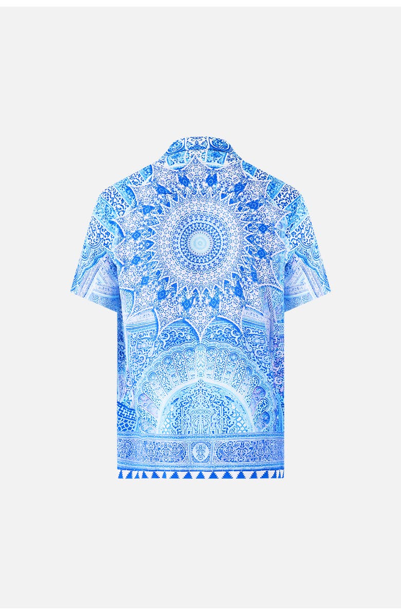 Camilla Short Sleeve Camp Collared Shirt, Alternate, color, The Bosphorous