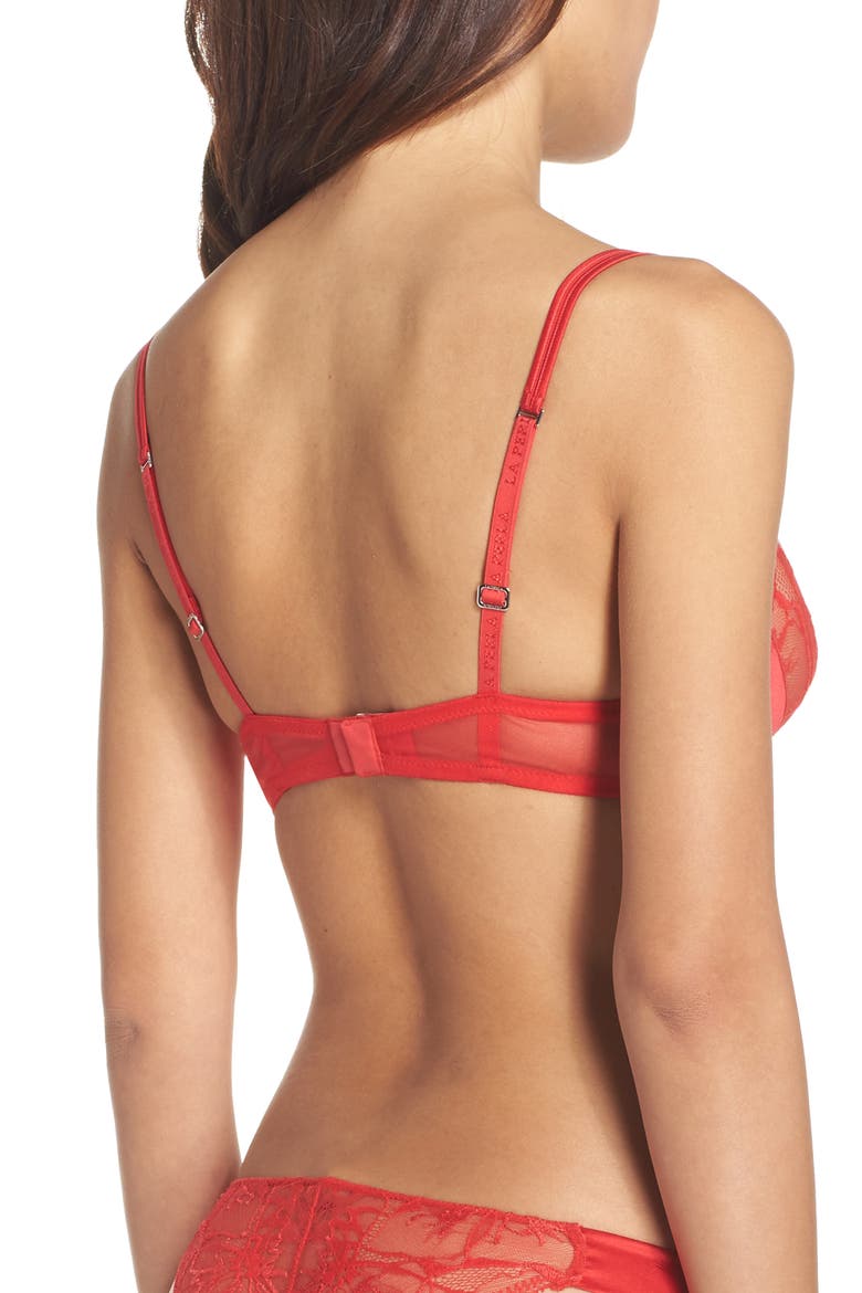 Wisteria Underwire Balconette Bra, Alternate, color, RED