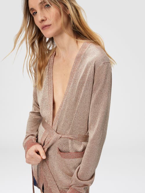 Missoni Womens Rose Gold Tones Belted Metallic Knitted Cardigan In Neutral
