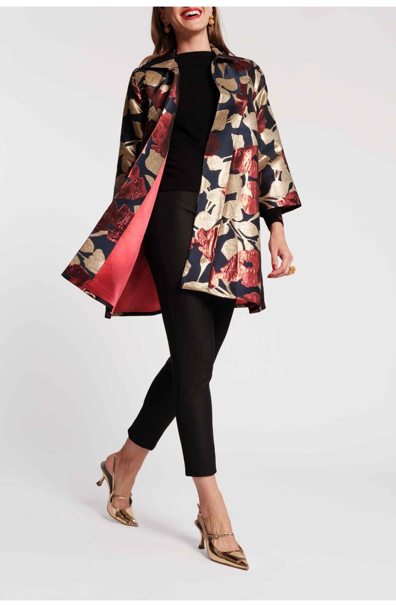Frances Valentine Cornelia Swing Coat, Alternate, color, Navy/Gold/Multi