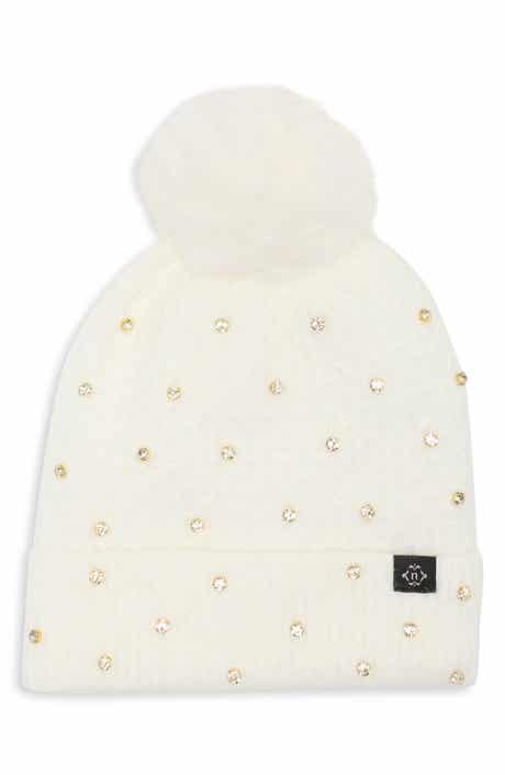 Embellished Faux Fur Pom Beanie