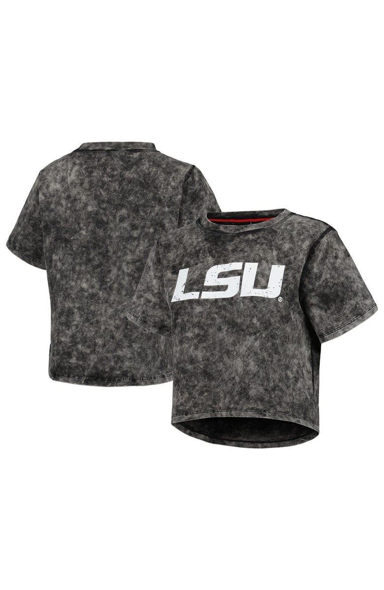 KADYLUXE Women's Black LSU Tigers Vintage Wash Milky Silk Cropped T-Shirt, Main, color, Black
