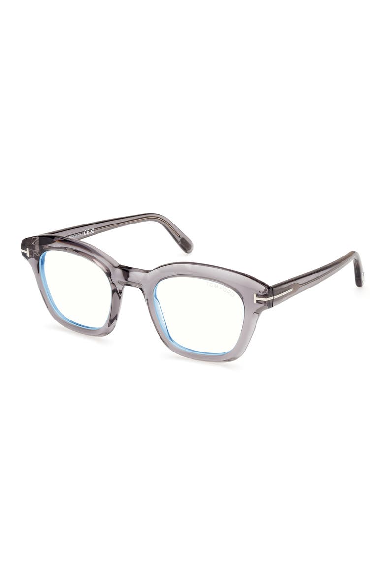 49mm Square Blue Light Blocking Optical Glasses, Alternate, color, GREY / T LOGO / BLUE BLOCK