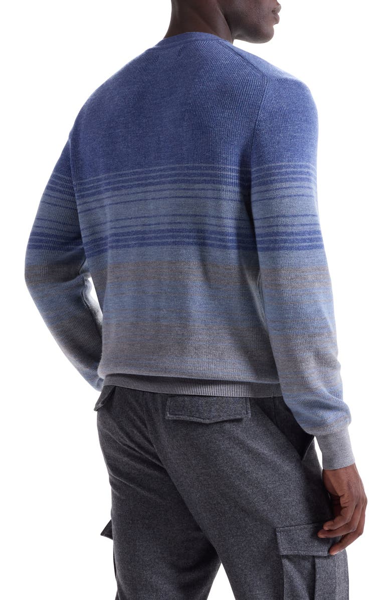 Bugatchi Gradient Stripe Merino Wool Sweater, Alternate, color, Cobalt