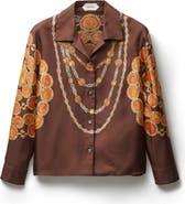 Versace The Lover Trompe l'Oeil Print Silk Twill Bowling Shirt