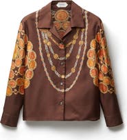 Versace The Lover Trompe l'Oeil Print Silk Twill Bowling Shirt