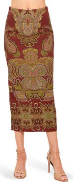 FLYING TOMATO Paisley Print Pencil Skirt
