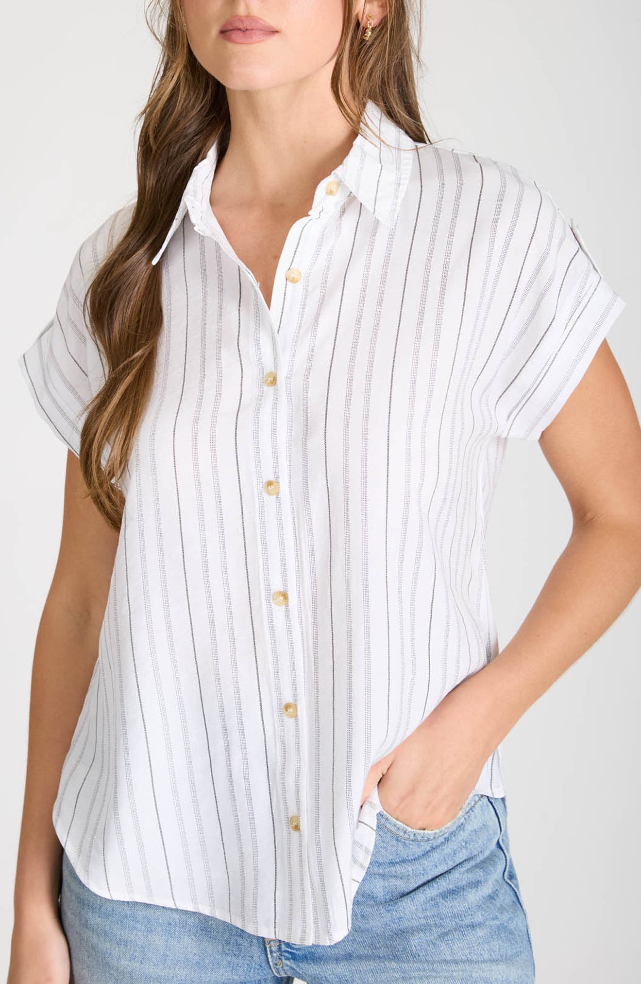 Blu Pepper Stripe Short Sleeve Button-Up Shirt