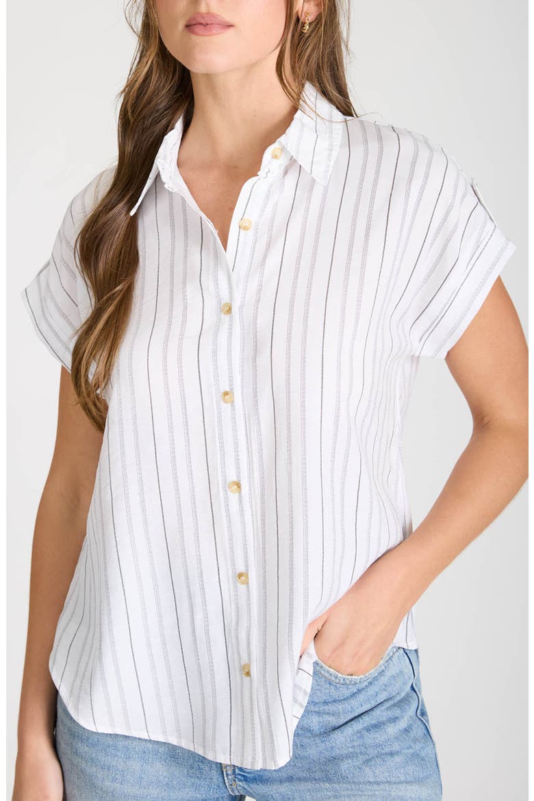 Stripe Short Sleeve Button-Up Shirt, Main, color, WHITE