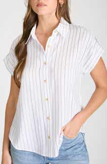 Blu Pepper Stripe Short Sleeve Button-Up Shirt