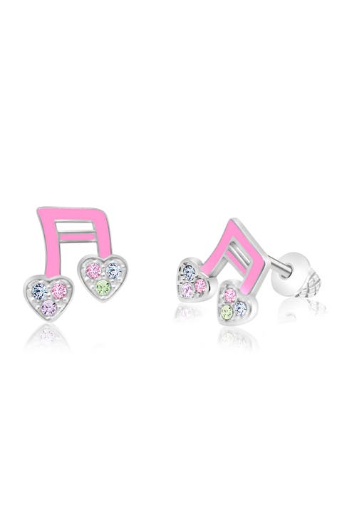 Kids' Crystal Embellished Music Note Earrings