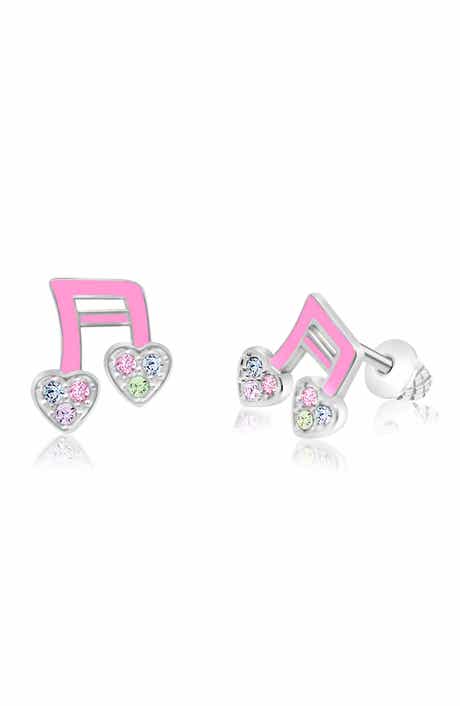 Chanteur Kids' Crystal Embellished Music Note Earrings