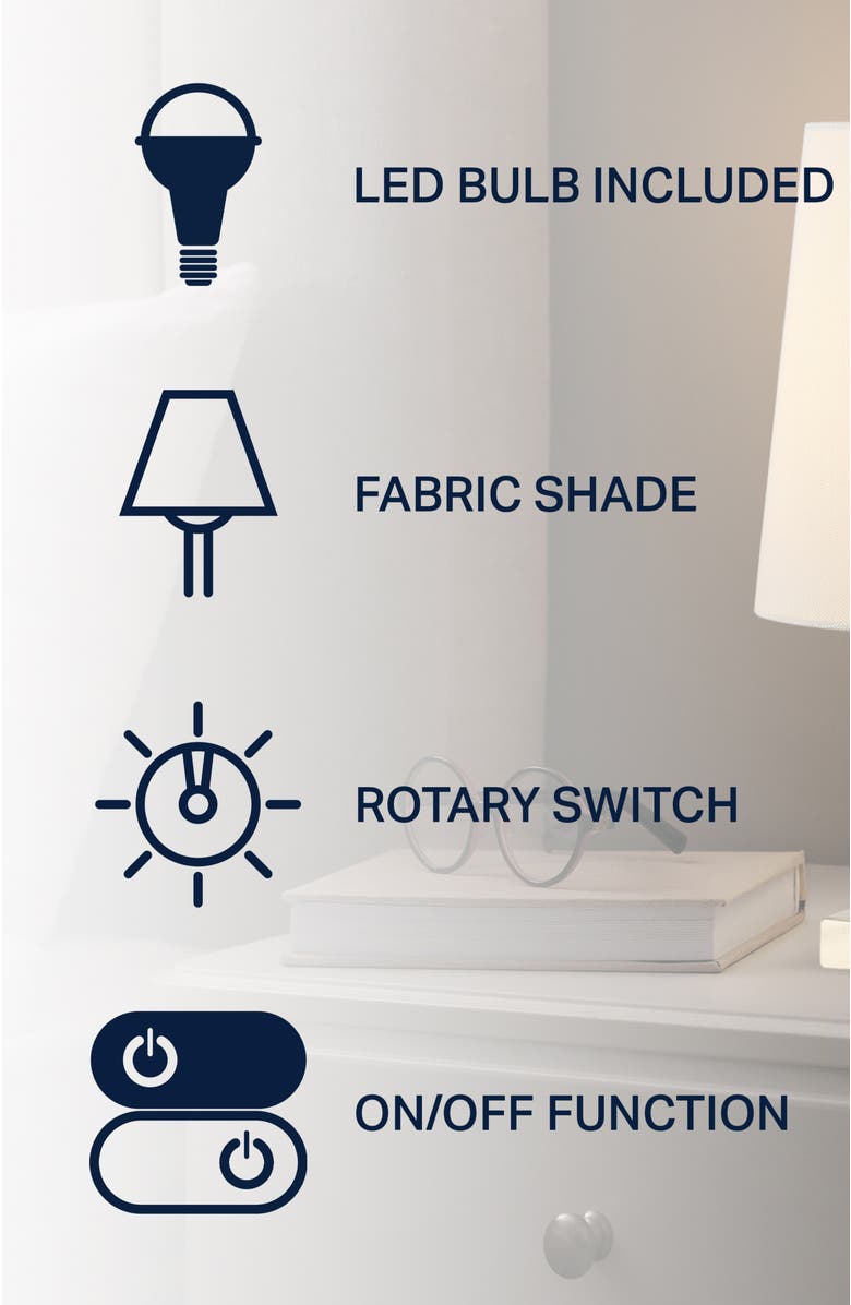 JONATHAN Y Justina Ceramic Mini LED Table Lamp, Alternate, color, Black/White