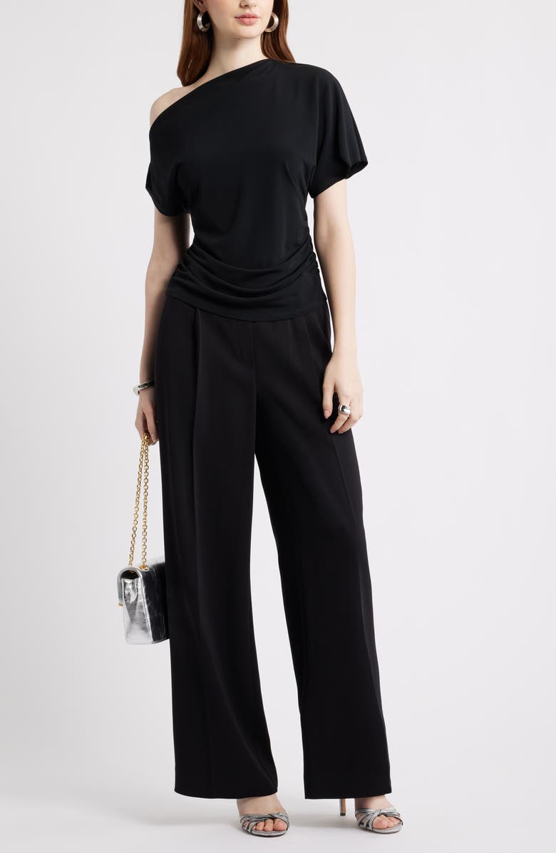 Nordstrom One Shoulder Drape Knit Top, Alternate, color, Black