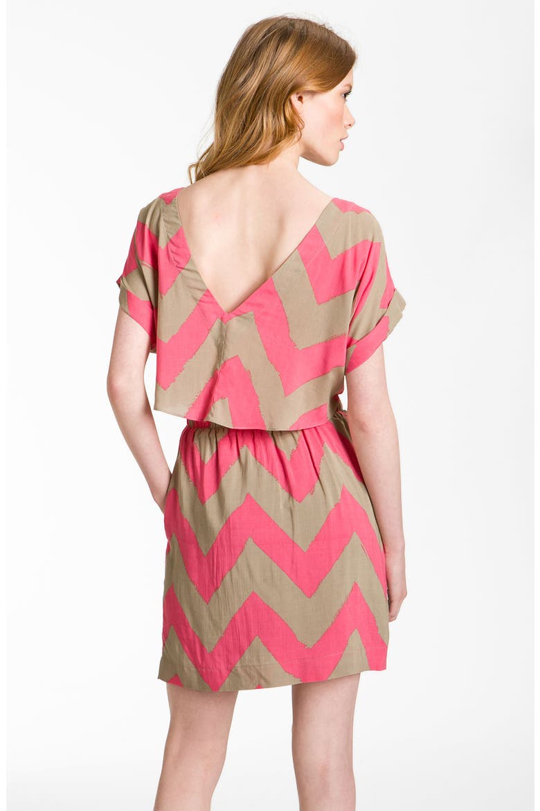Zigzag Print Dress, Alternate, color, GUAVA COMBO