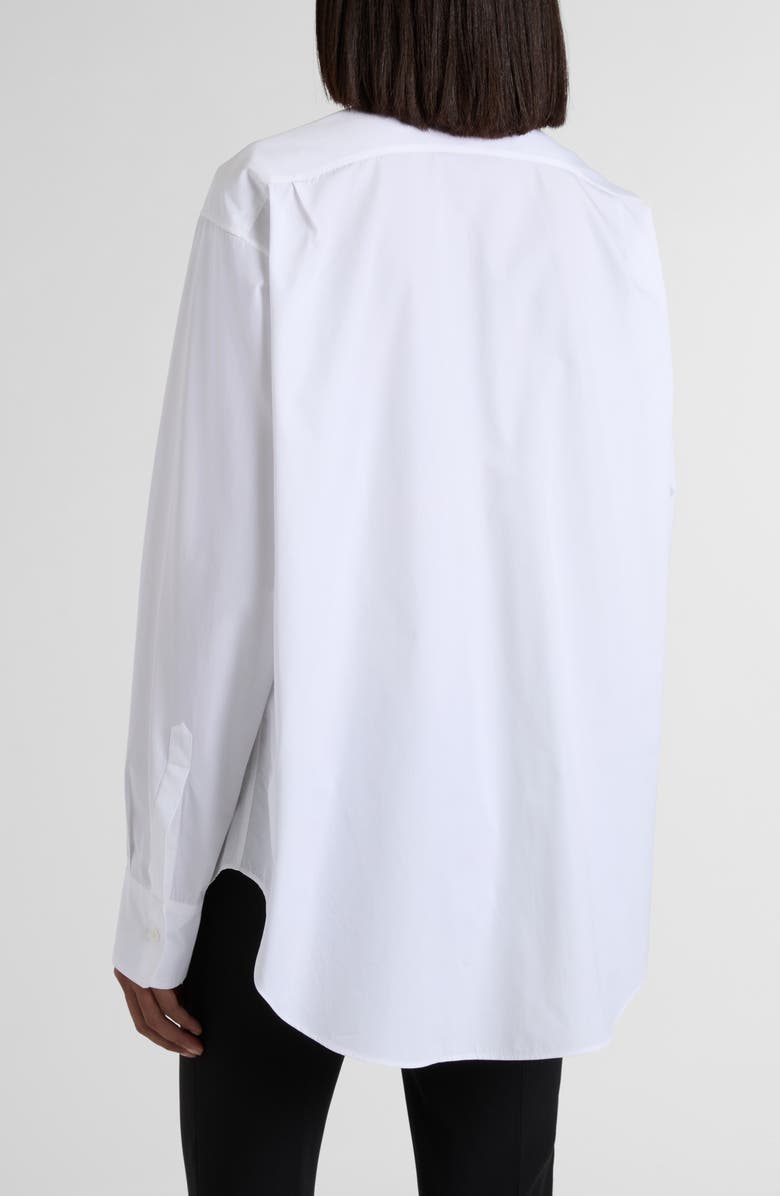 McQueen Banshee Embroidery Cotton Poplin Button-Up Shirt, Alternate, color, Optical White