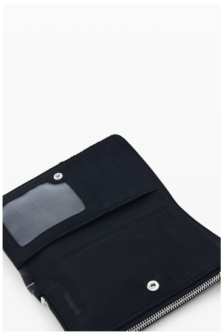 Mixed Media Continental Wallet, Alternate, color, BLACK