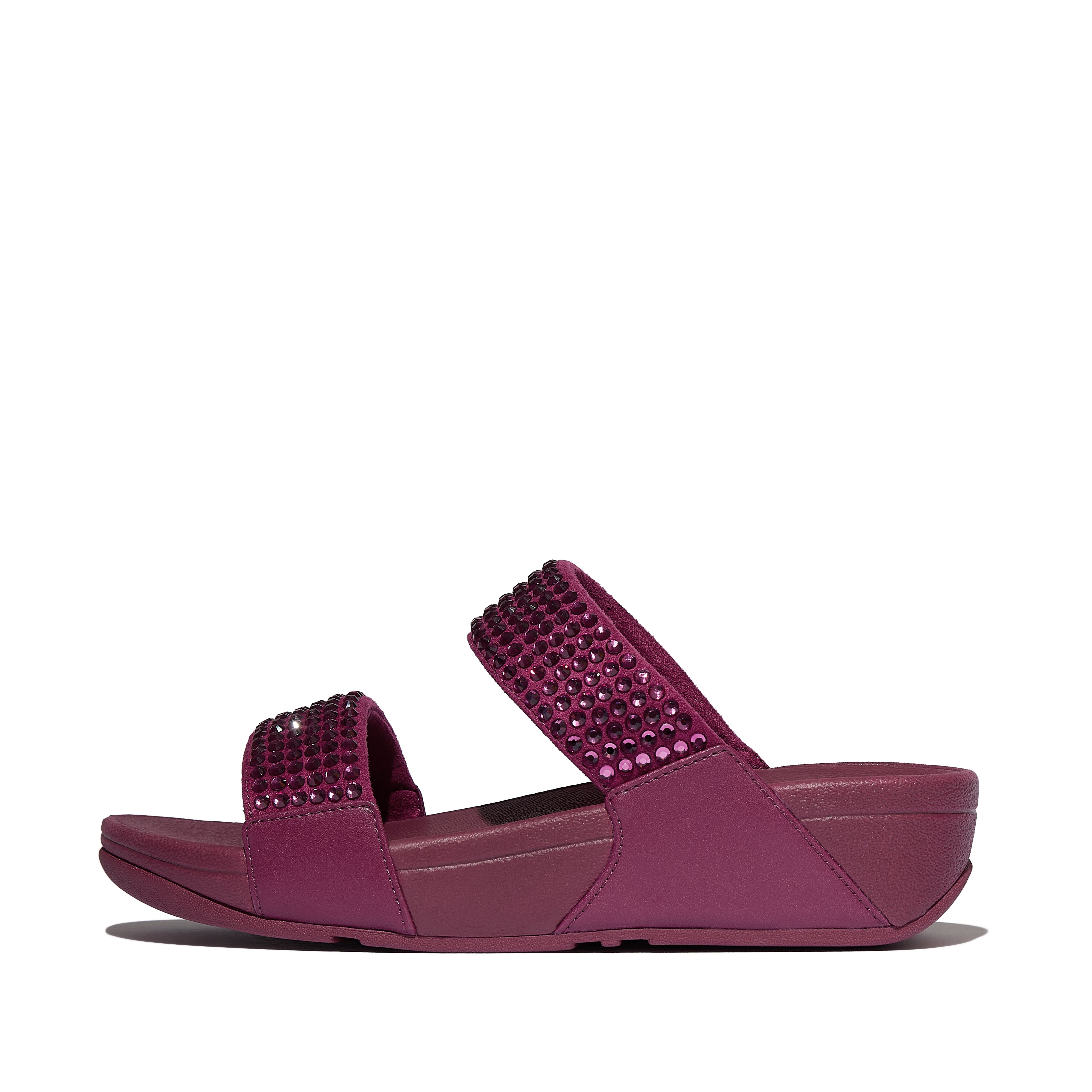 Lulu Maxi-crystal two-bar slides, Alternate, color, Ruby