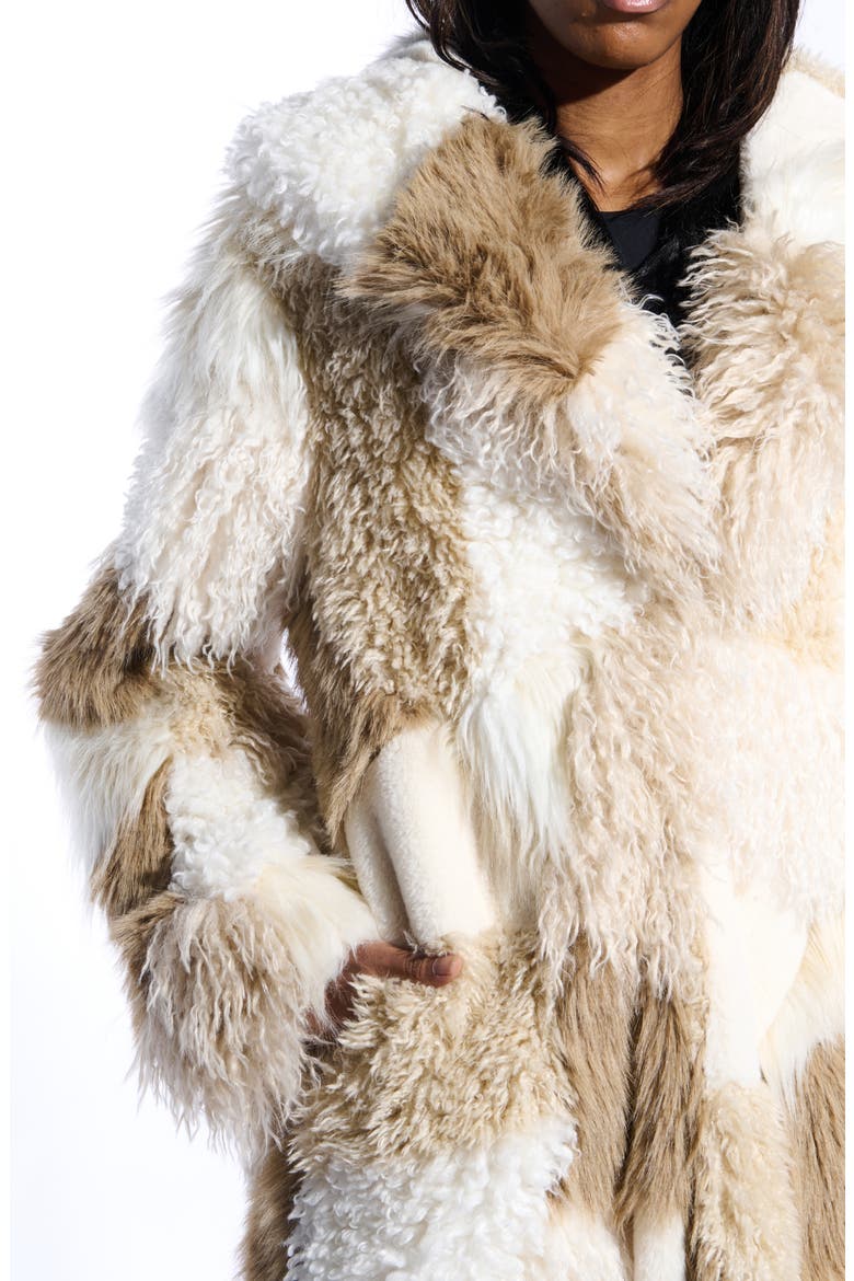 Taher Hooded Faux Fur Coat, Alternate, color, CREAM MULTI