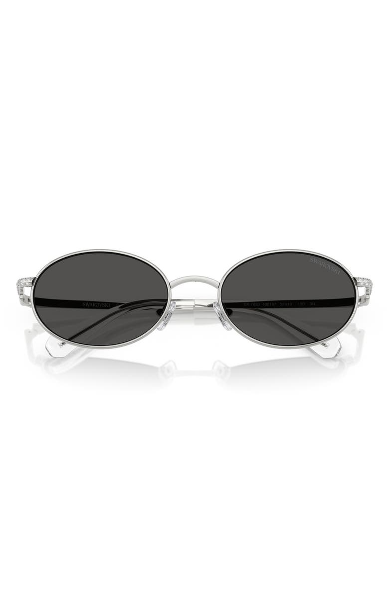 Swarovski 53mm Oval Sunglasses, Alternate, color, Silver / Dark Grey