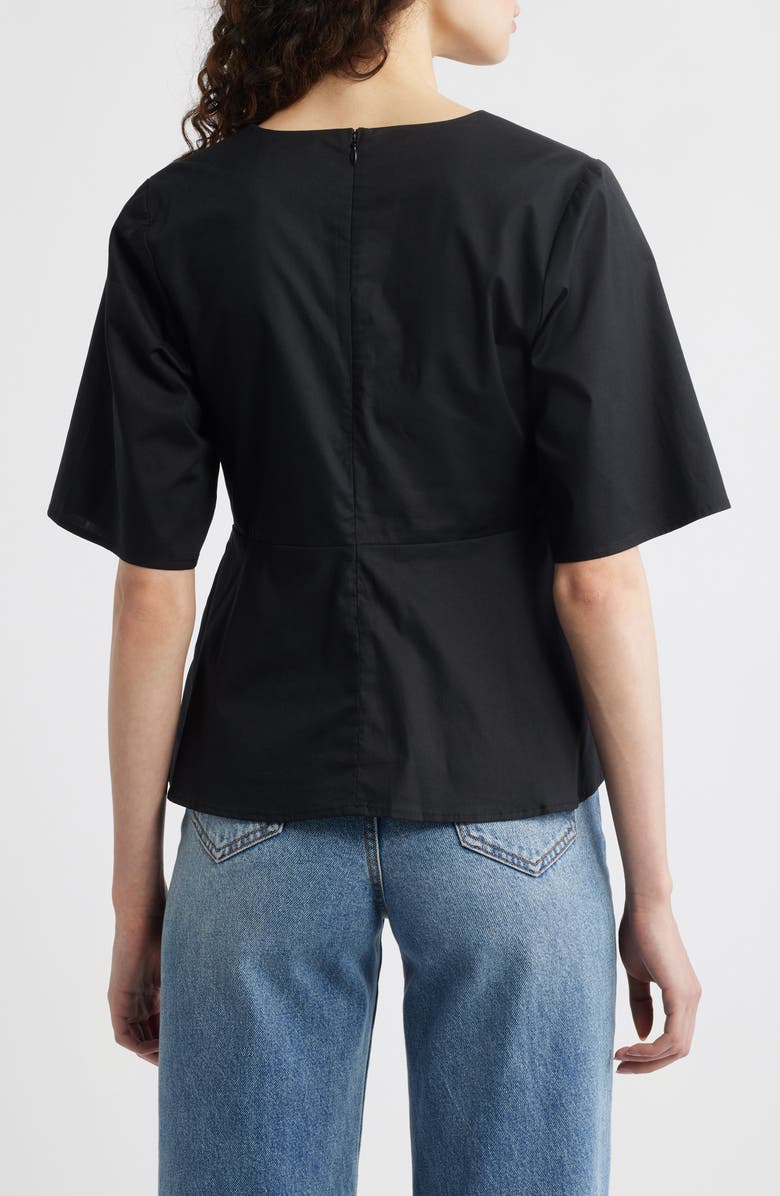 WAYF Zelma V-Neck Babydoll Top, Alternate, color, Black