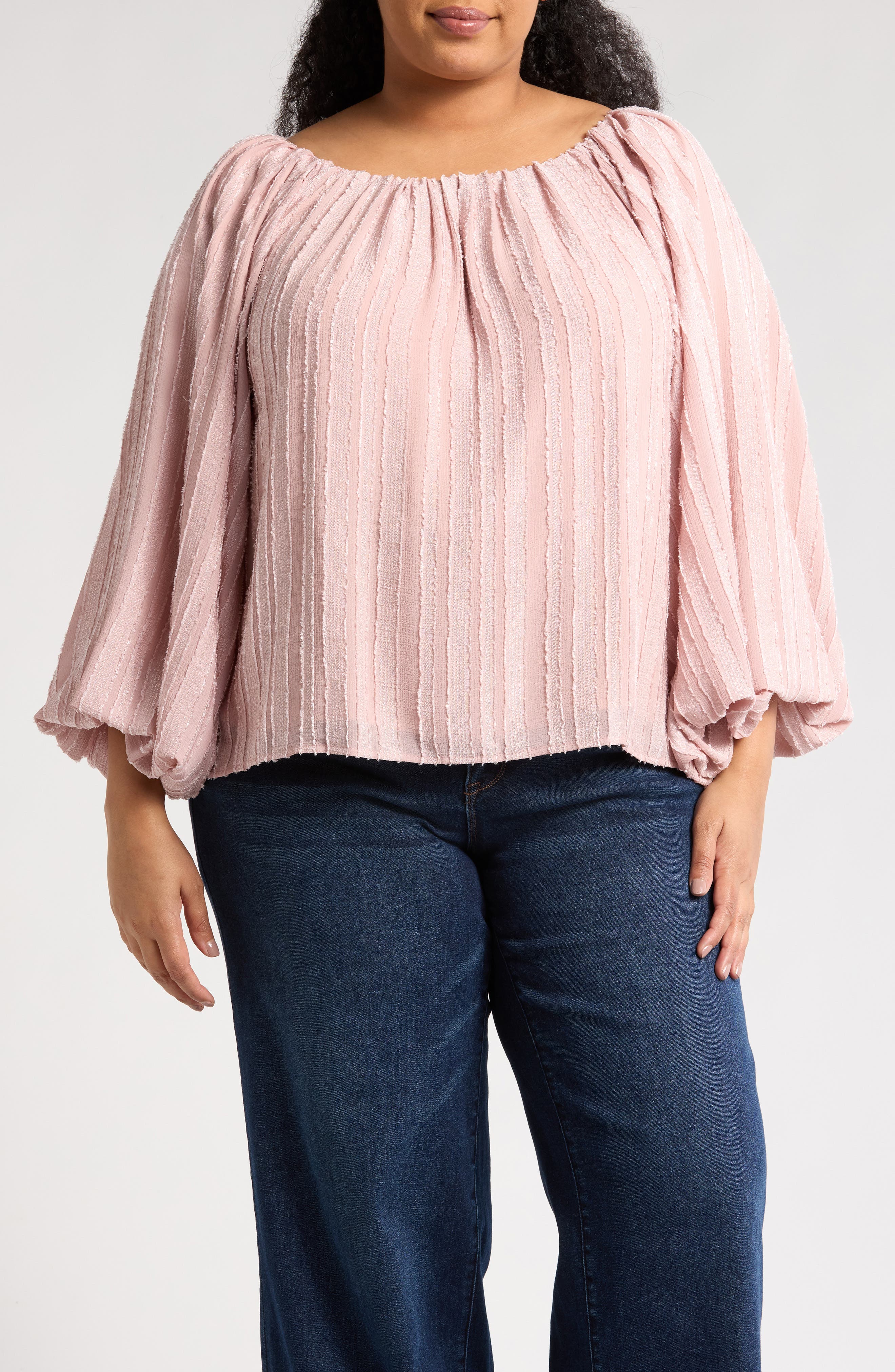 Stripe Semisheer Long Sleeve Top - image 3