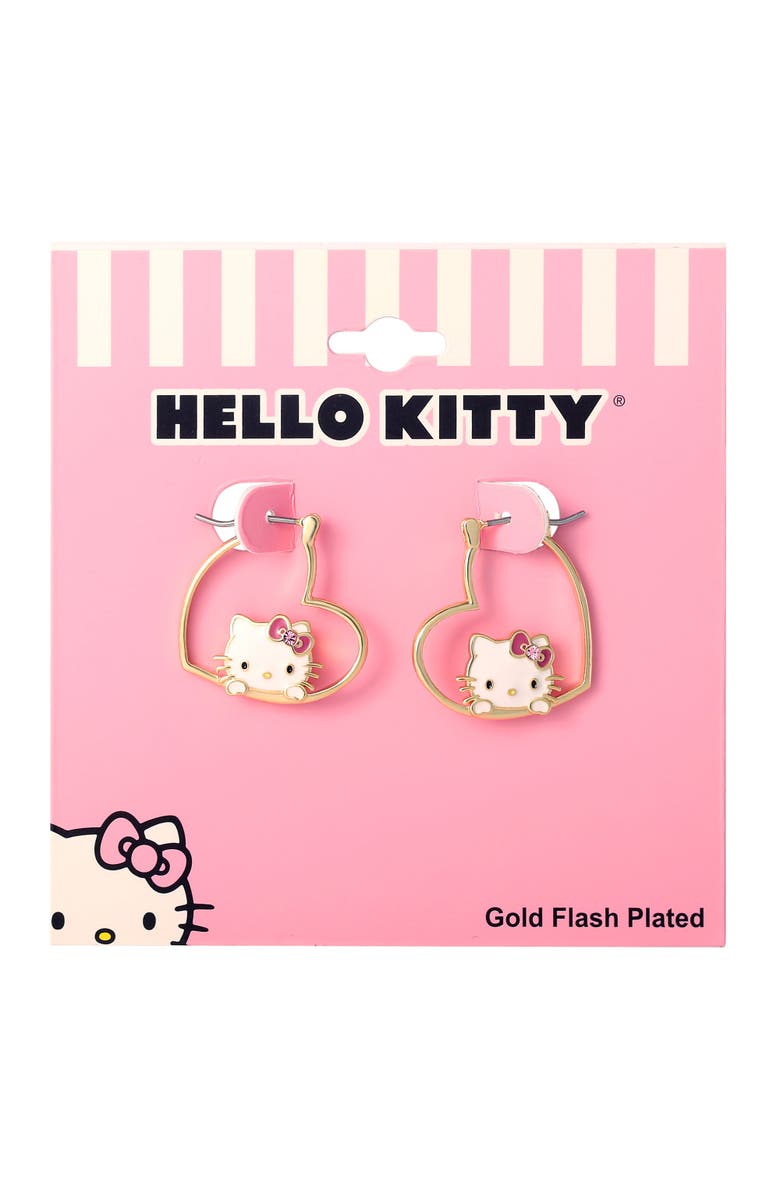 Hello Kitty Heart Hoop Earrings, Alternate, color, Gold
