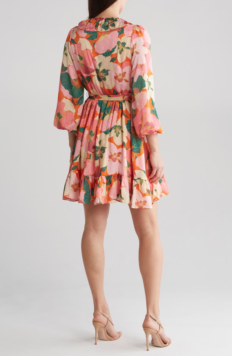 Taylor Dresses Floral Long Sleeve Faux Wrap Dress, Alternate, color, 