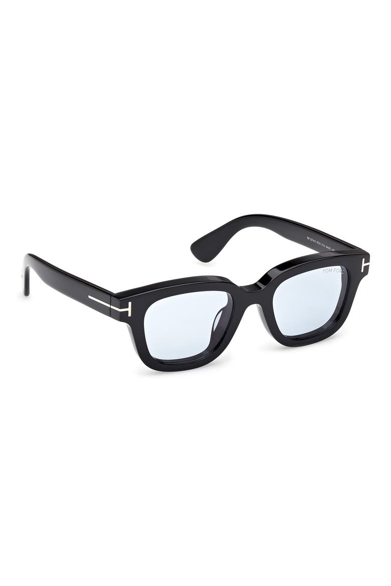 49mm Square Sunglasses, Alternate, color, SHINY BLACK / SMOKE