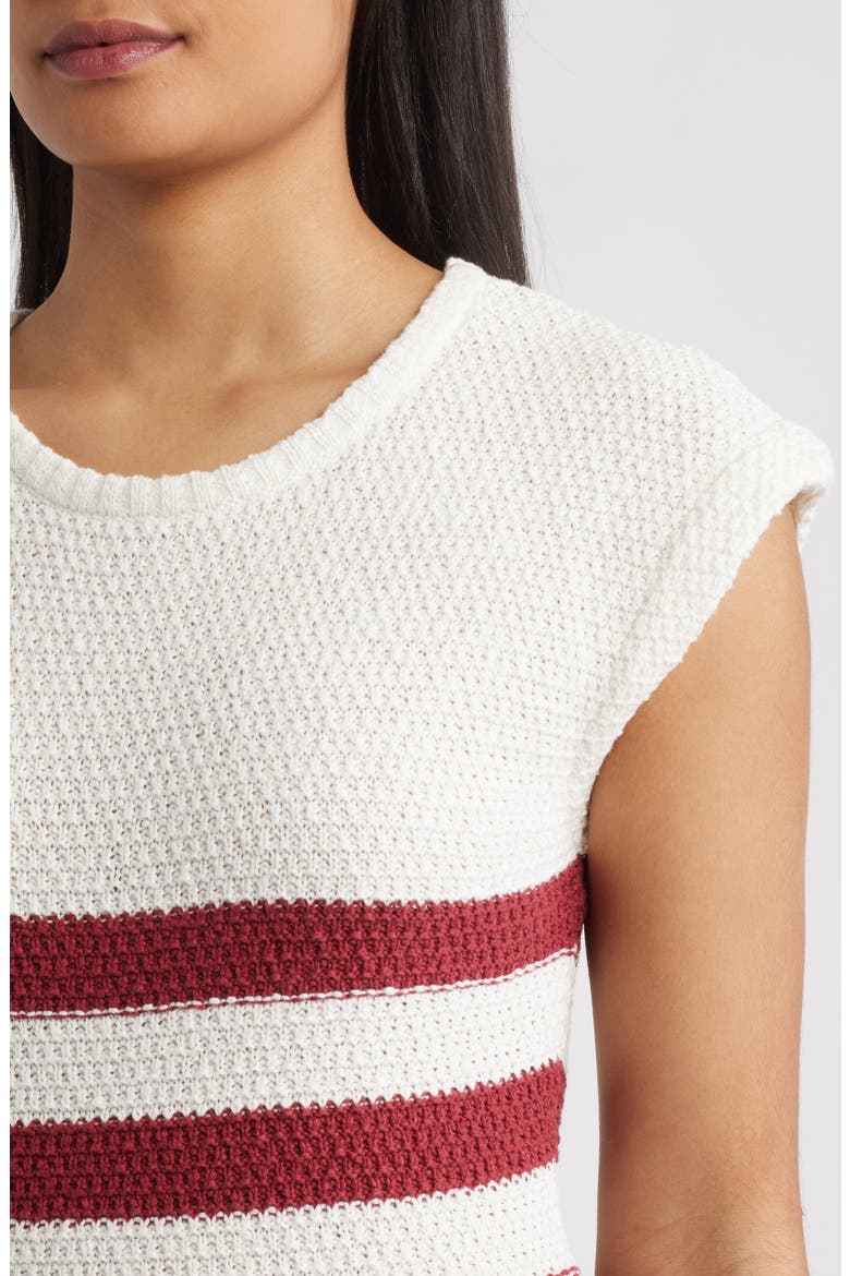 Placed Stripe Cotton Sweater Dress, Alternate, color, RED