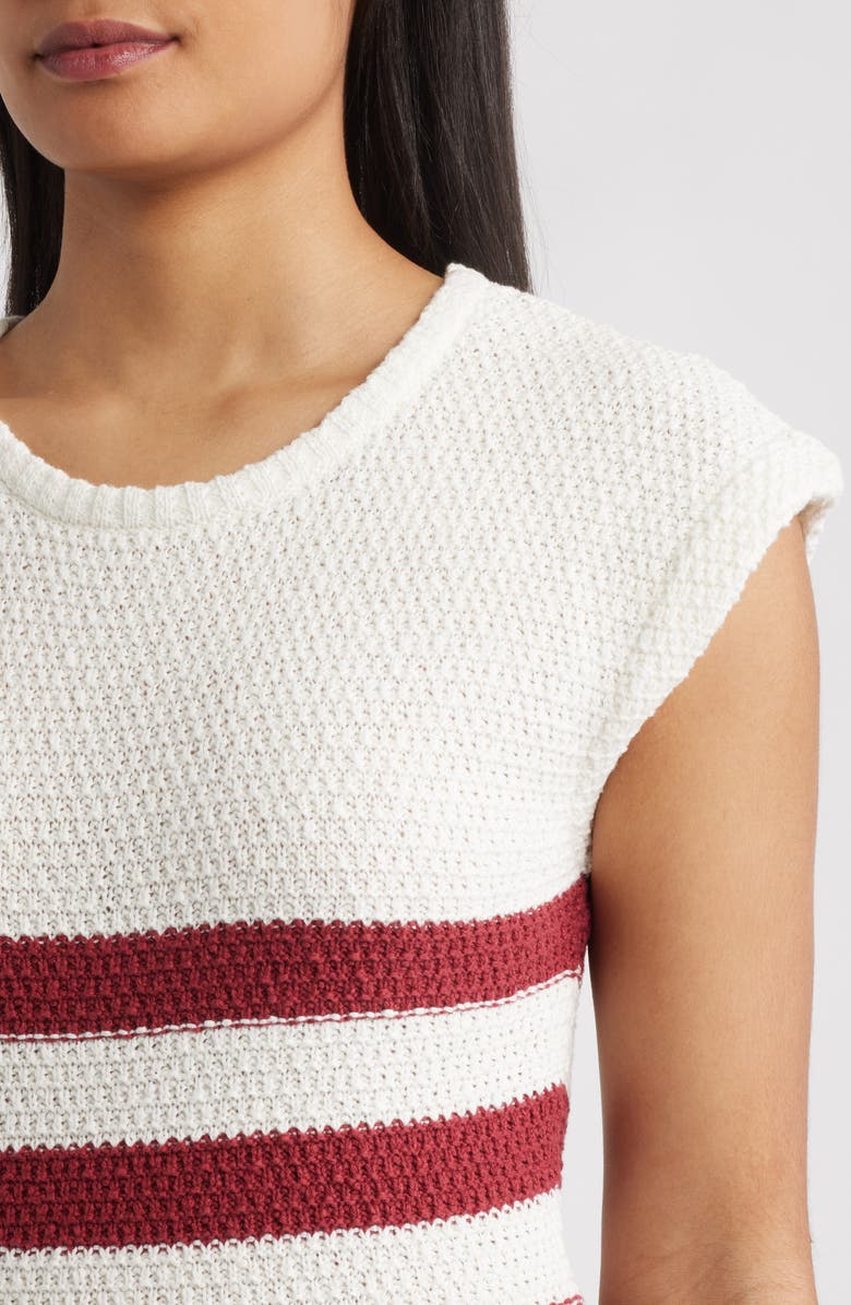 ZOE AND CLAIRE Placed Stripe Cotton Sweater Dress, Alternate, color, Red