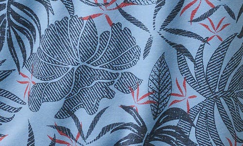 Travismathew Red Letter Day Leaf Print Polo In Quiet Harbor