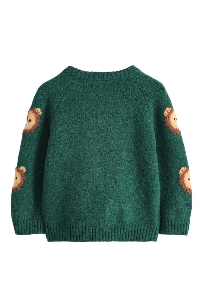 Kids' Lion Appliqué Sweater, Alternate, color, GREEN