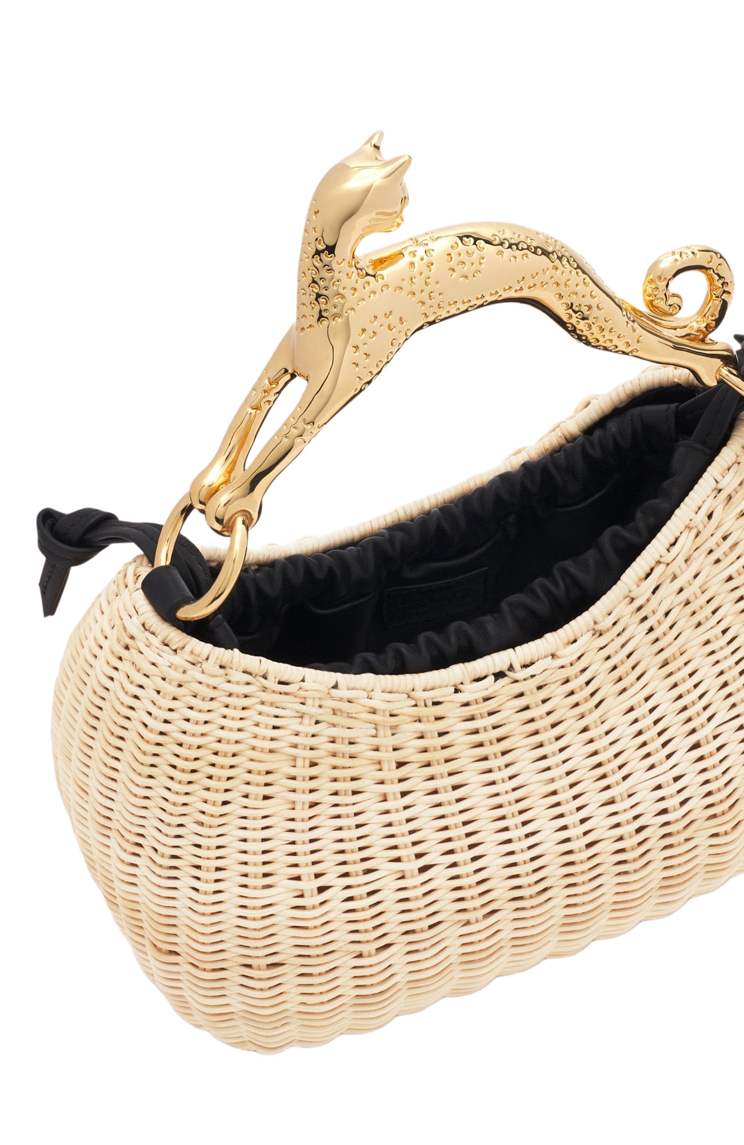 Lanvin Wicker Hobo Cat Bag Sm, Alternate, color, 