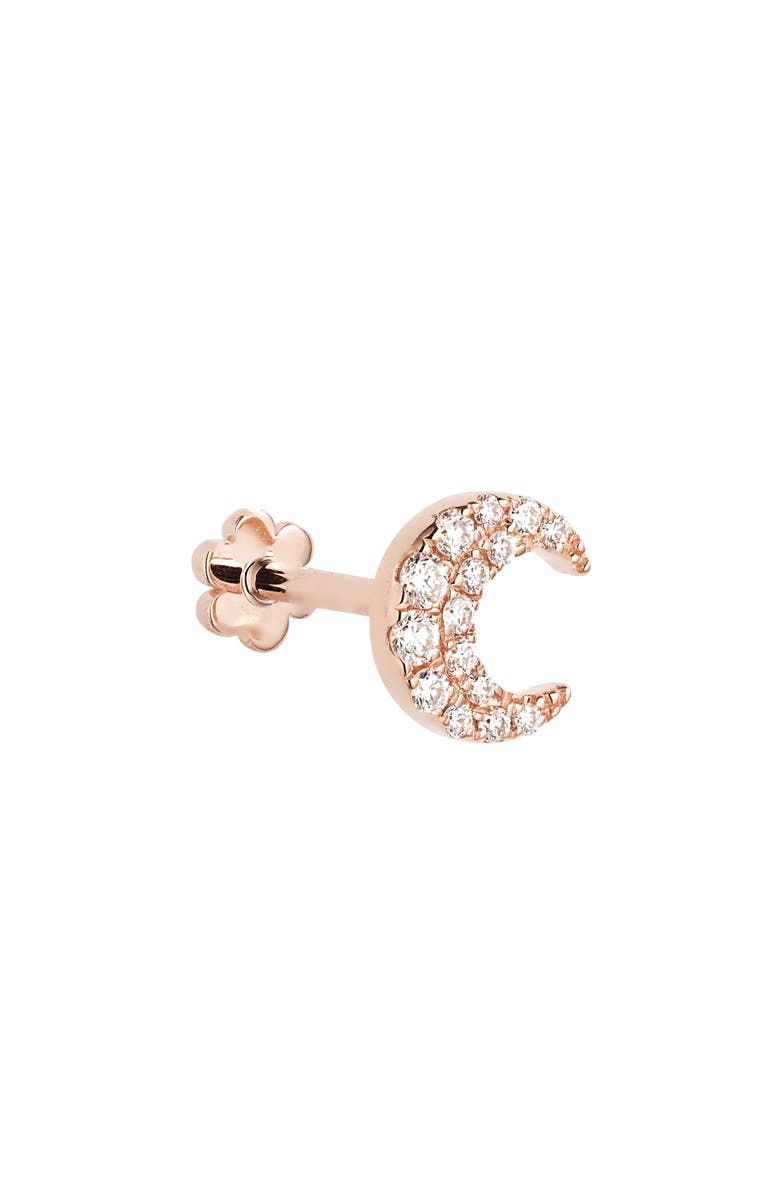 MARIA TASH Diamond Moon Threaded Stud Earring, Main, color, Rose Gold